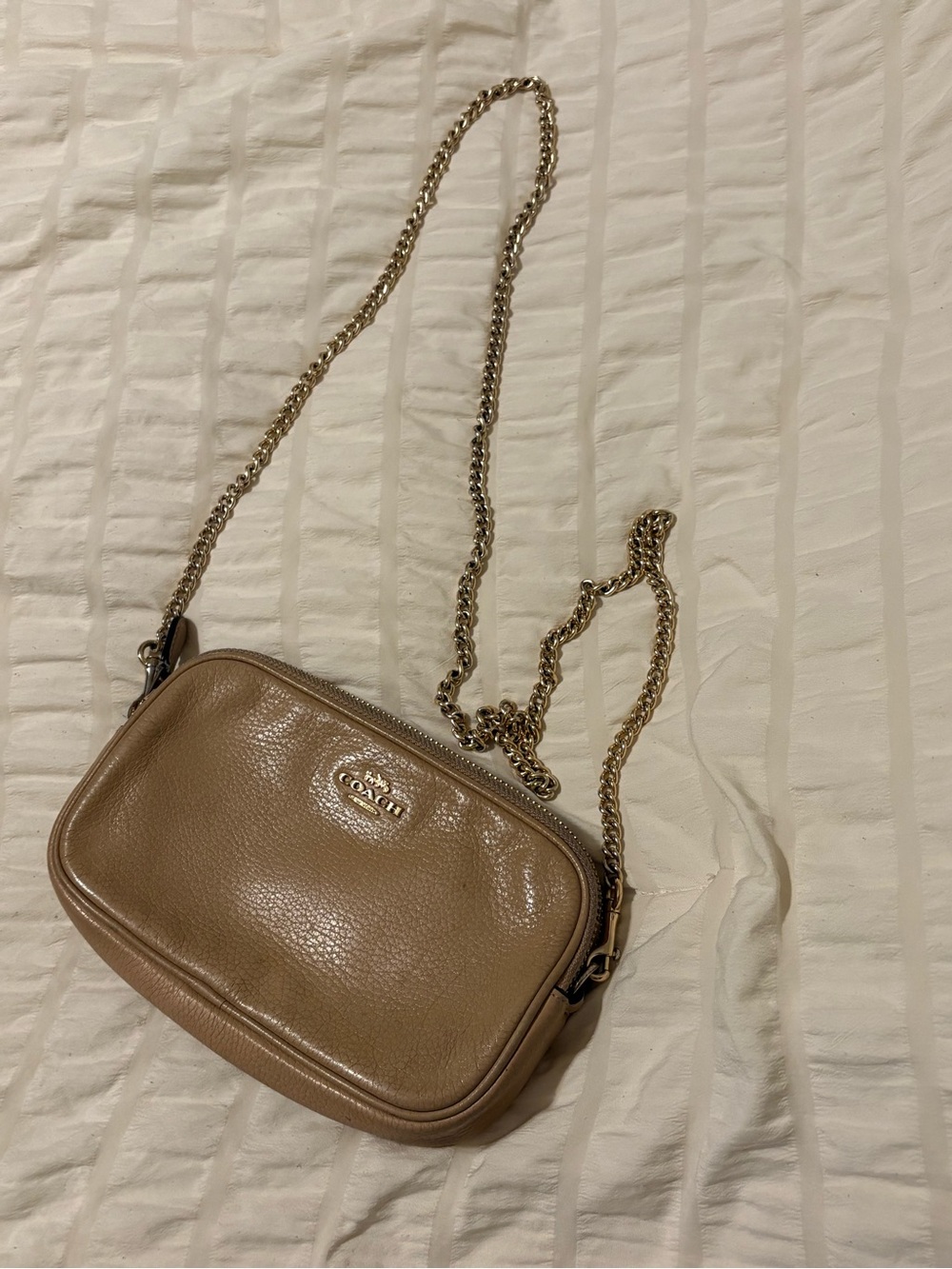 Coach Metallic Gold Pebbled Leather Crossbody Bag